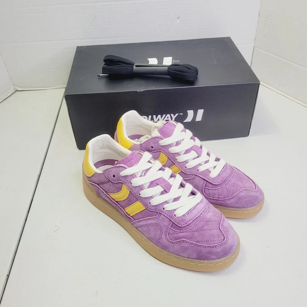 Coolway Women's Goal Sneakers EU 37 (US 6.5) Purple Yellow Suede Low Top Shoes